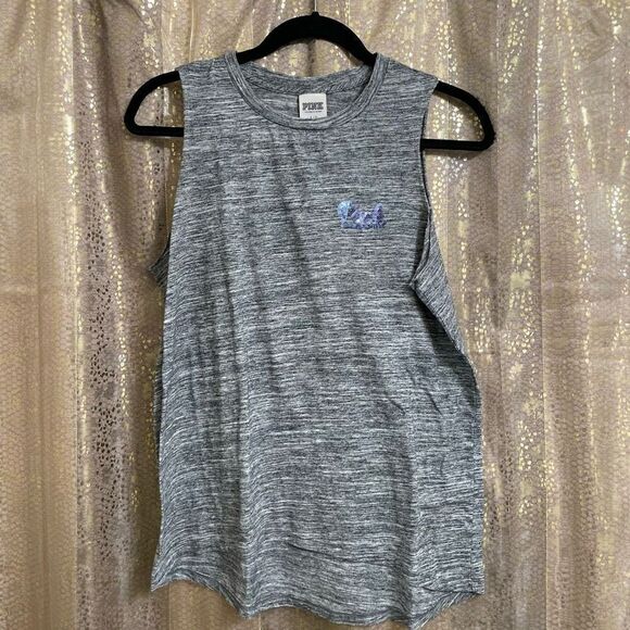 PINK Victorias Secret Gray Sequin Bling Colorful Ombre Tank Top, Small - Picture 2 of 5